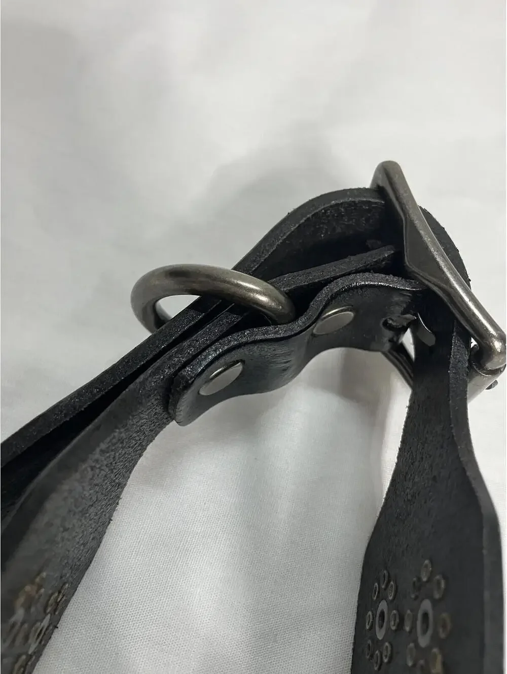 Puplr Pet Black Leather Studded Dog Collar Adjustable Wide Silver Studs Style